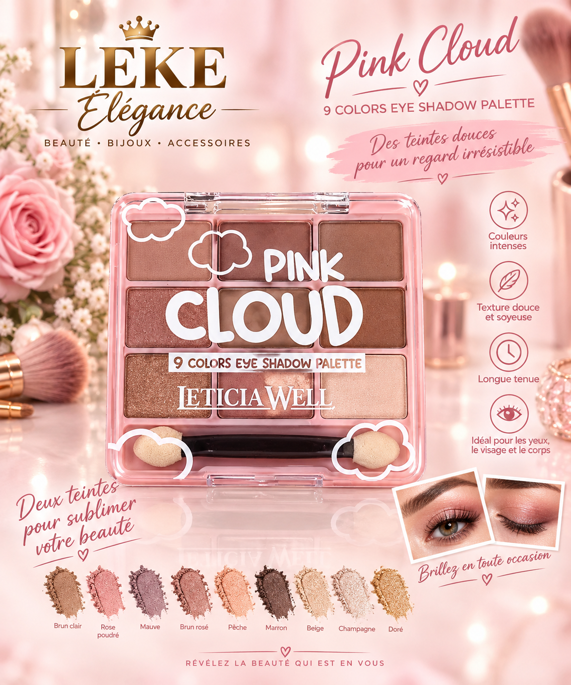 Palette Pink Cloud – 9 Ombres à Paupières